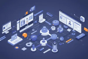[Image QA press_marketing 3/5] Website Architecture Diagram With No Readable Text